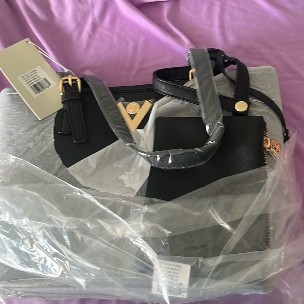 NWT Black Orlandi Valentino tote with coin pouch